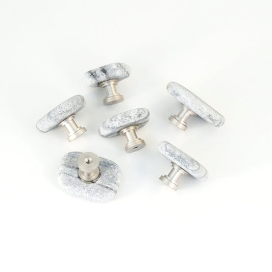 Sliced Gray & White Marble - Set of 6