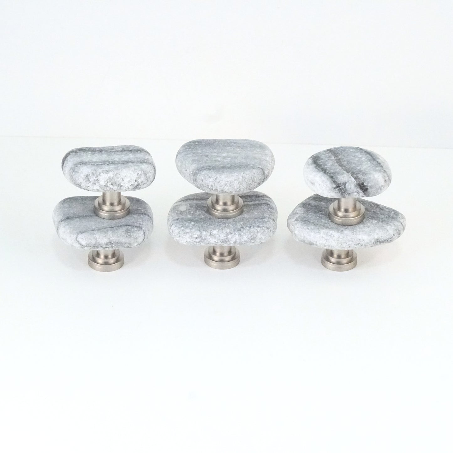 Sliced Gray & White Marble - Set of 6