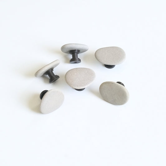 Pale Cream Stones on Oil Rubbed Bronze - Set of 6