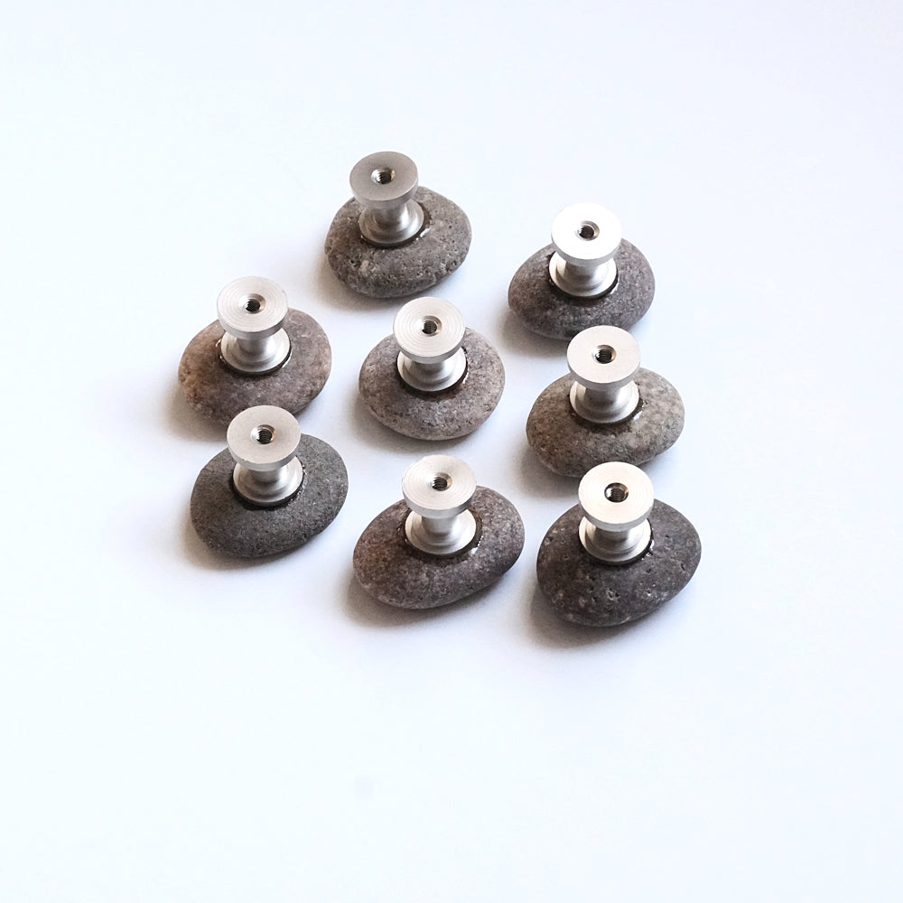 Warm Browns Natural Beach Stone Cabinet Knobs - Set of 8