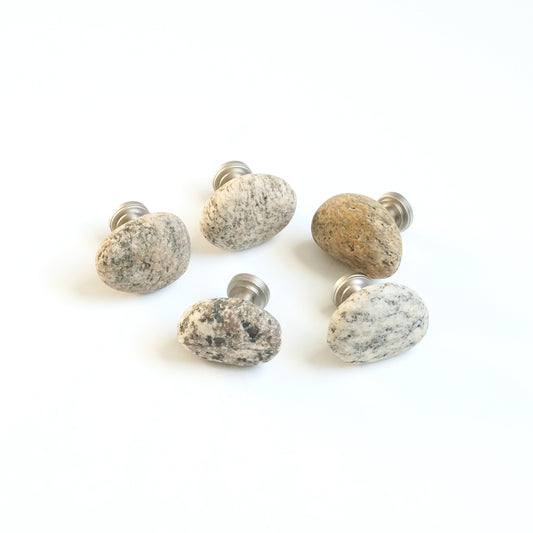 Beach Rock Stone Pebble Cabinet Knobs - Set of 5 - Ready to Ship