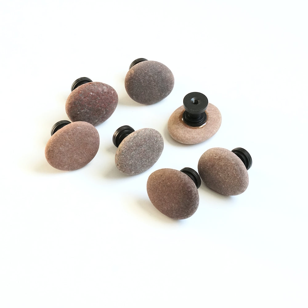 Fabulous Red & Pink Beach Pebble Cabinet Knobs - Set of 7 - Ready to Ship