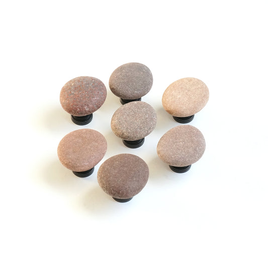 Fabulous Red & Pink Beach Pebble Cabinet Knobs - Set of 7 - Ready to Ship