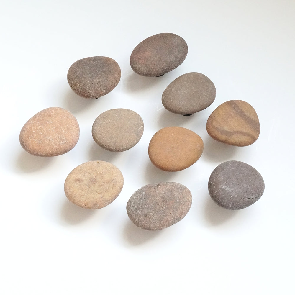 Bold Browns - Beach Rock Stone Pebble Cabinet Knobs - Set of 10