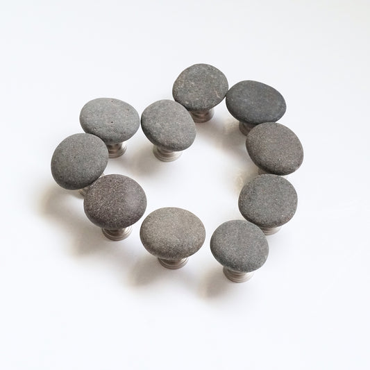Matched Gray Beach Rock Cabinet Knobs - Set of 10