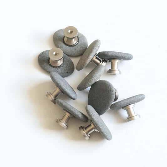 Matched Gray Beach Rock Cabinet Knobs - Set of 10