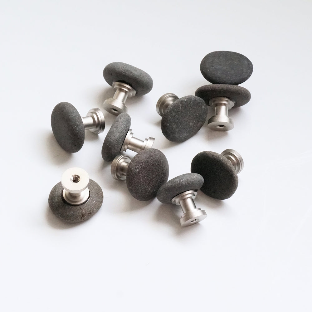 Matched Gray Beach Rock Cabinet Knobs - Set of 10