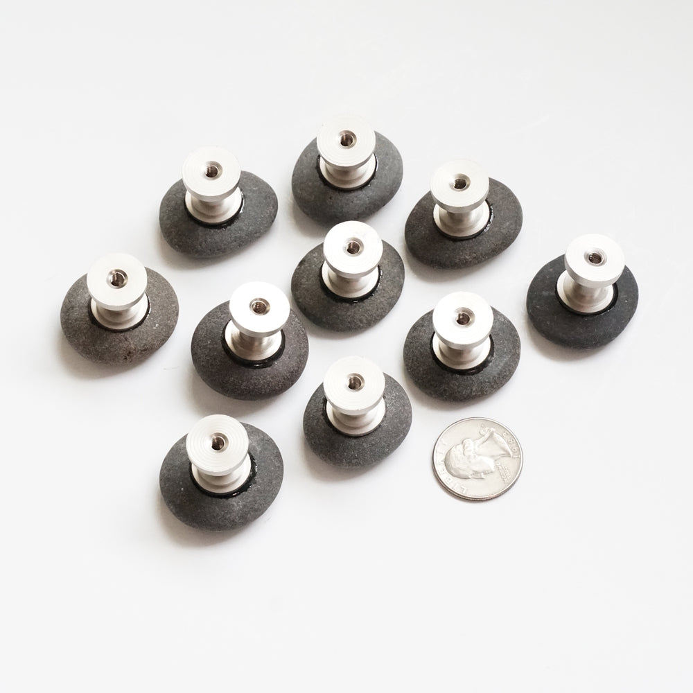 Matched Gray Beach Rock Cabinet Knobs - Set of 10