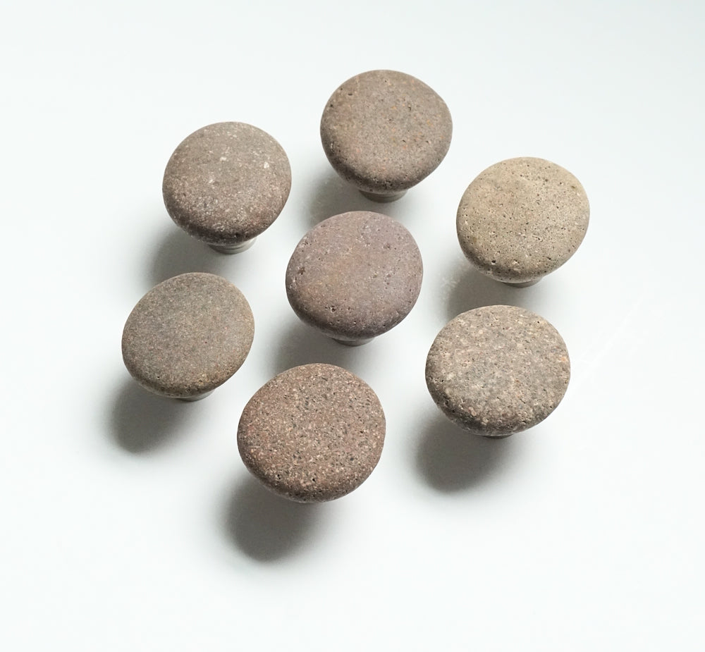 Warm Brown Stones on Satin Nickel - Set of 7 - Ready to Ship