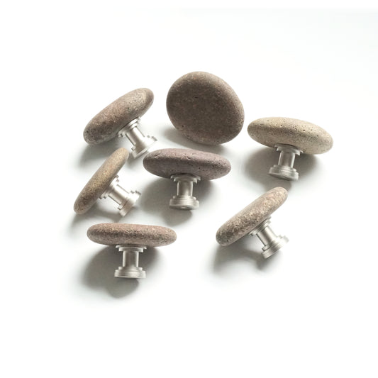 Warm Brown Stones on Satin Nickel - Set of 7 - Ready to Ship