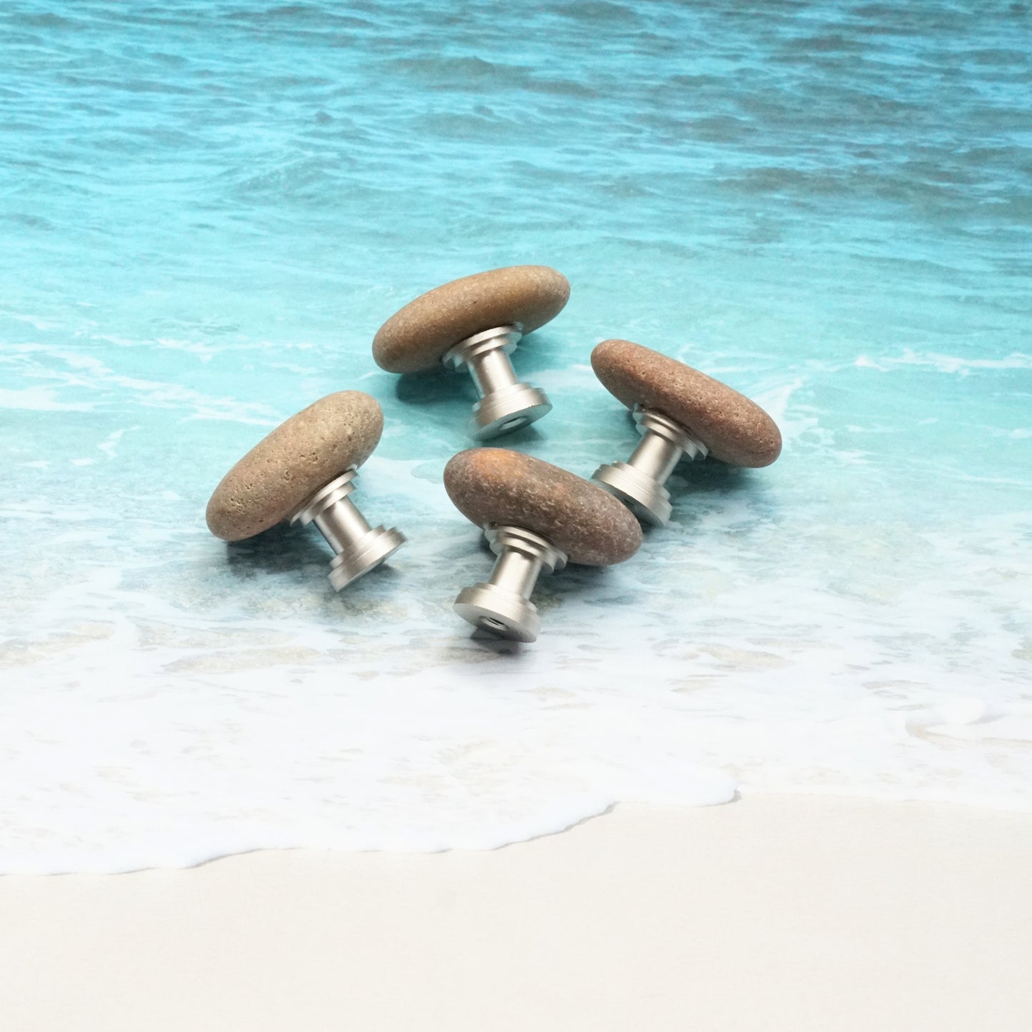 Beach Stone Cabinet Pulls - Set of 4 | Warm Sand
