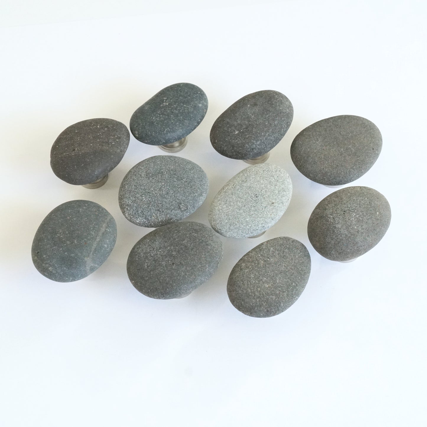 Beach Rock Cabinet Knobs - Set of 10 | Large Gray Mixed Stones