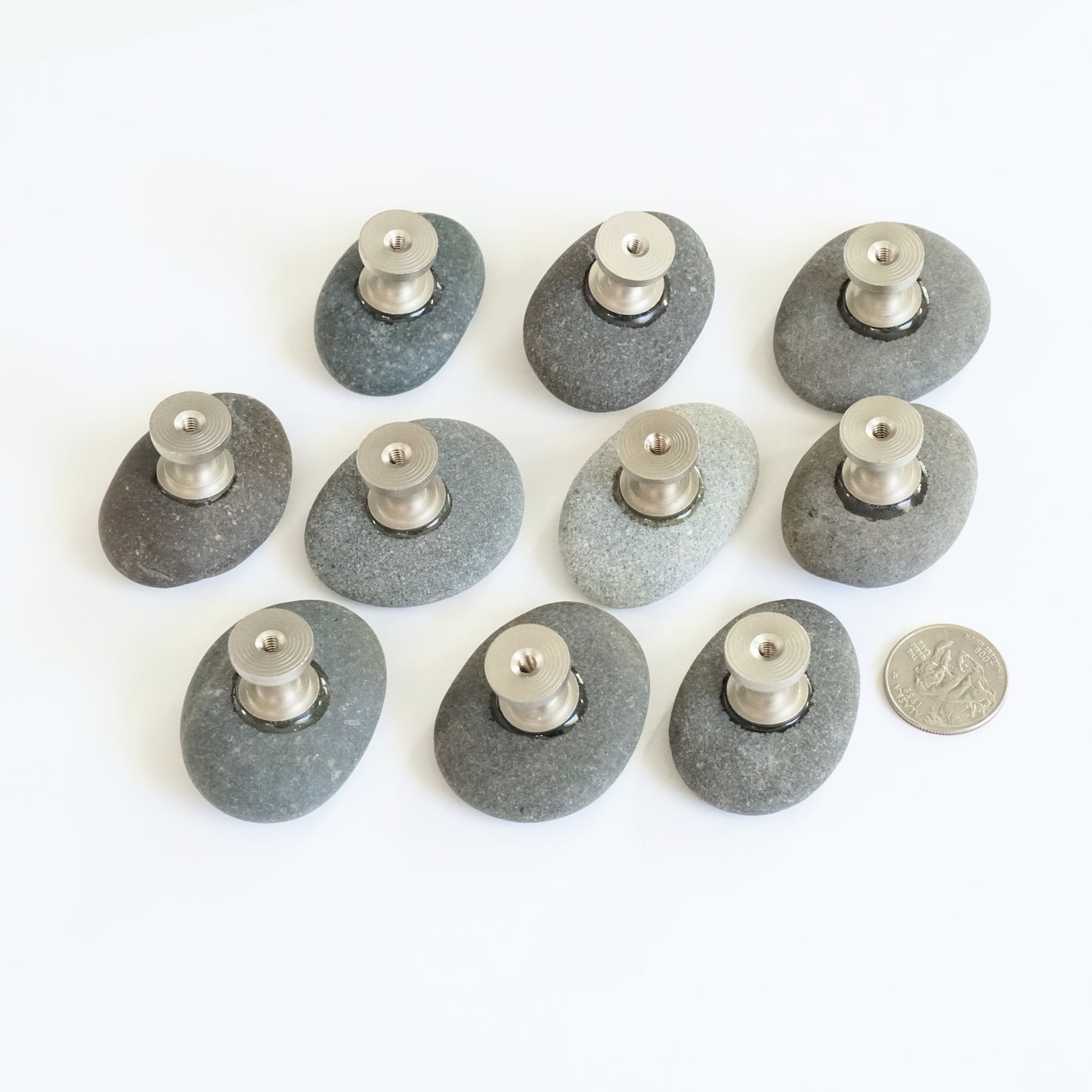 Beach Rock Cabinet Knobs - Set of 10 | Large Gray Mixed Stones