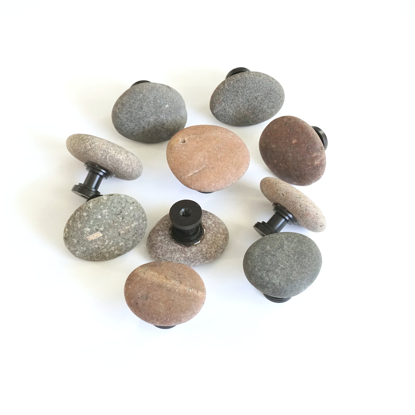 Beach Rock Cabinet Knobs - Set of 10 | Mixed Natural Stones