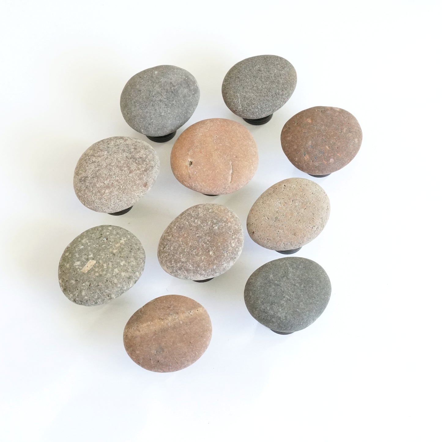 Beach Rock Cabinet Knobs - Set of 10 | Mixed Natural Stones