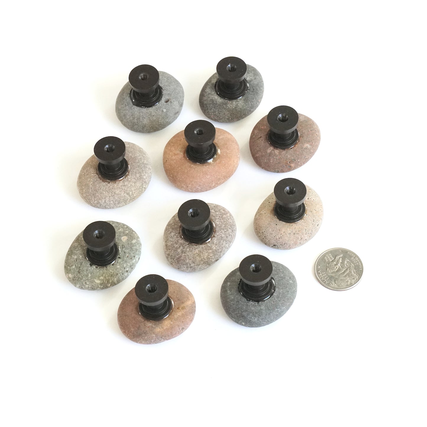 Beach Rock Cabinet Knobs - Set of 10 | Mixed Natural Stones