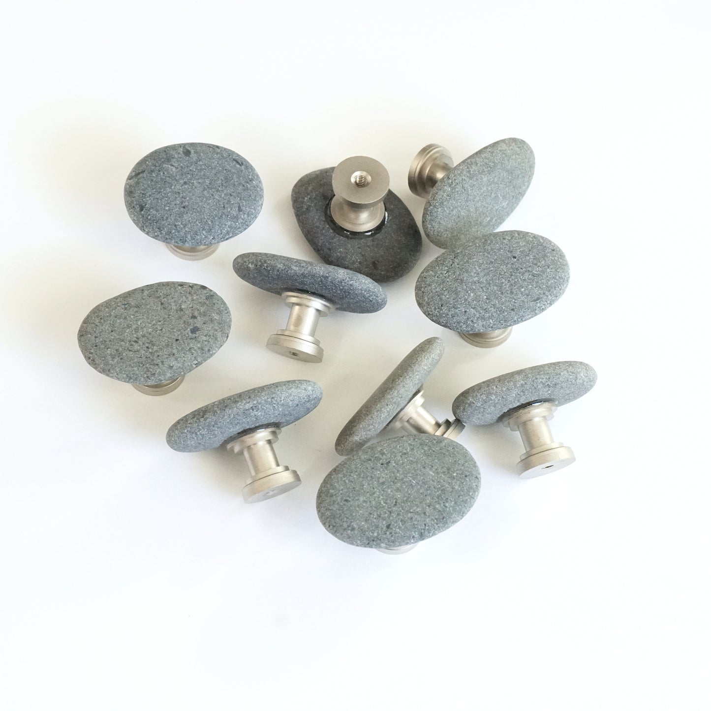Coastal Home Cabinet Hardware - Set of 10 | Matched Flat Gray Pebbles