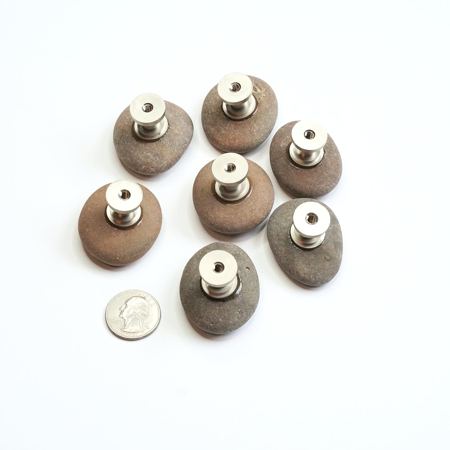 Coastal Cabinet Hardware - Set of 7 | Rich Brown Beach Rocks