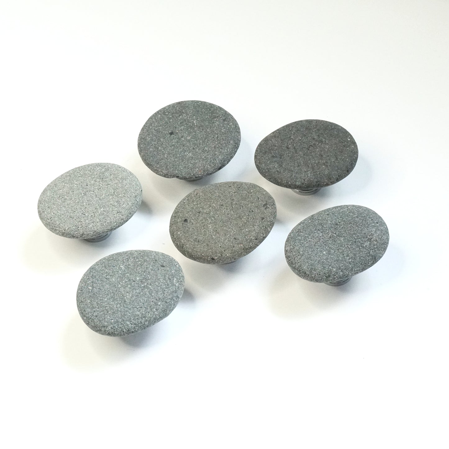 Natural Stone Cabinet Knobs - Set of 6 | Large Gray Pebbles