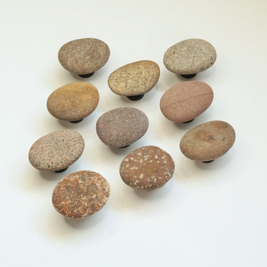 Beach Rock Cabinet Knobs - Set of 10 | Mixed Brown Stones
