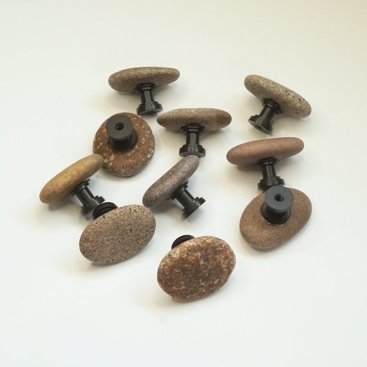 Beach Rock Cabinet Knobs - Set of 10 | Mixed Brown Stones