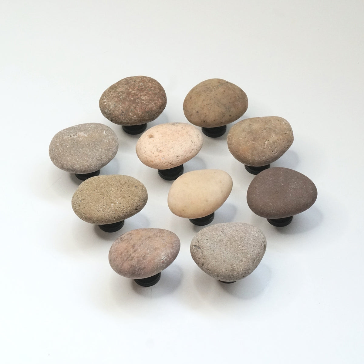 Beach Rock Cabinet Knobs - Set of 10 | Elegant Mixed Tones