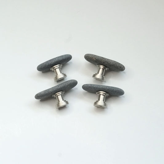 Beach Stone Cabinet Pulls - Set of 4 | Cool Gray Ovals