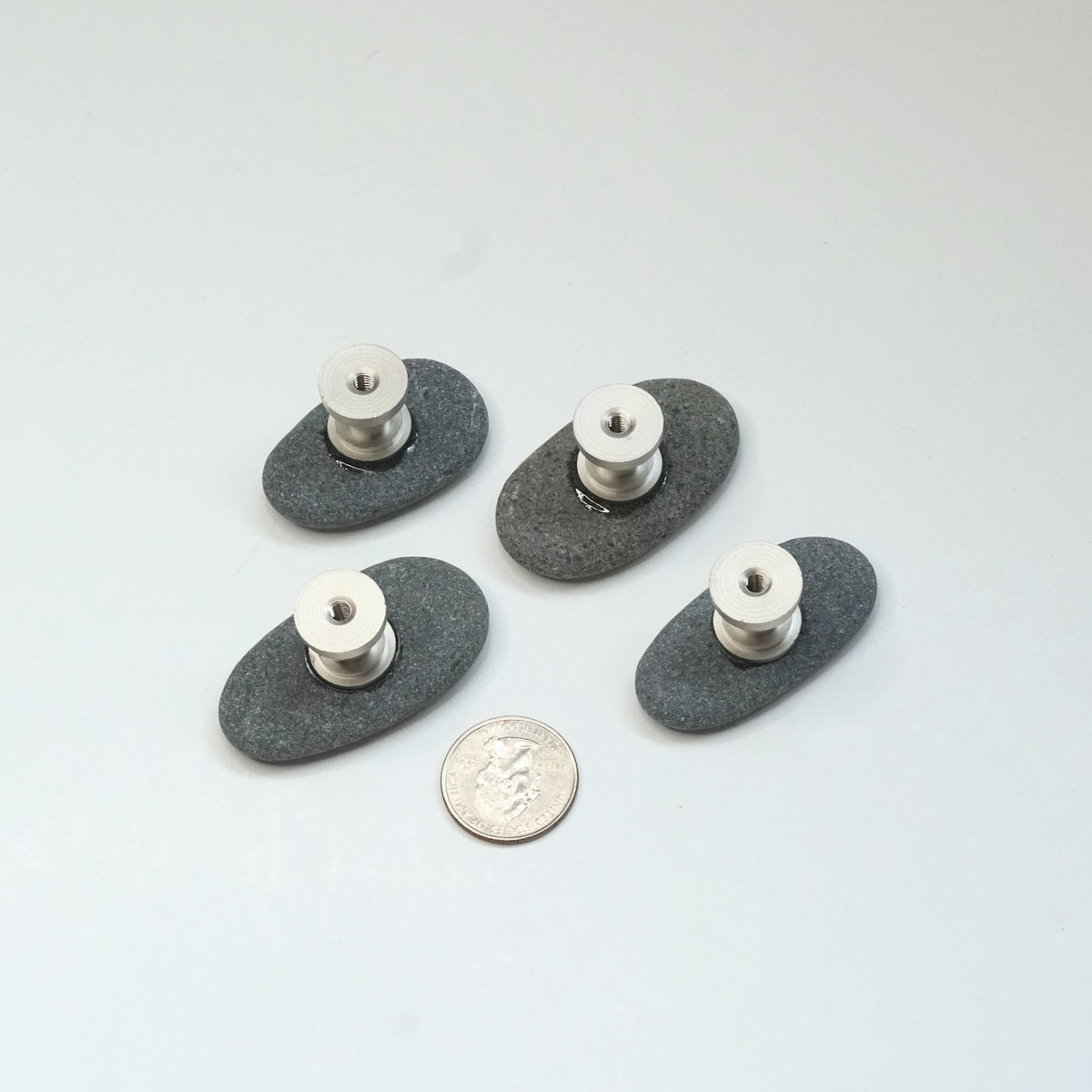 Beach Stone Cabinet Pulls - Set of 4 | Cool Gray Ovals