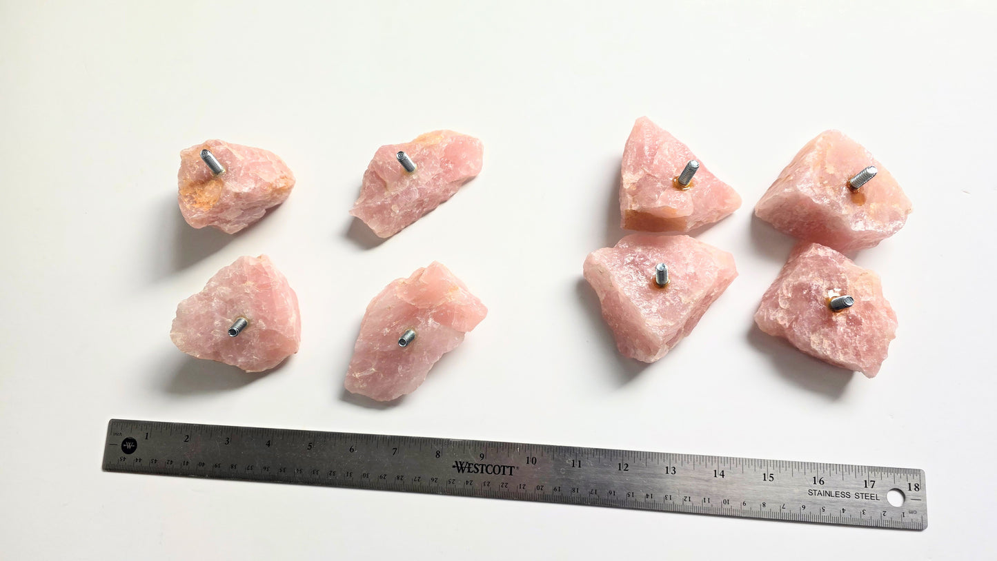 Custom Order - Curtain Rod Finial Pair - Rose Quartz Crystals