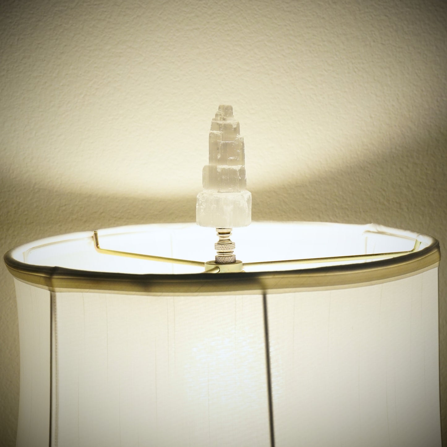 Lamp Harp Finial - Selenite Crystal Tower