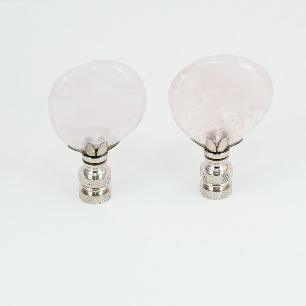 Rose Quartz Gemstone Curtain Rod Finial Pair