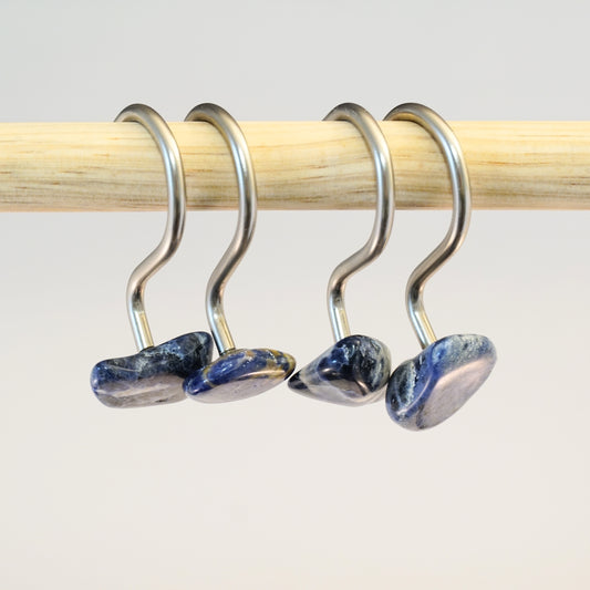 Sodalite Gemstone Shower Curtain Hook Set