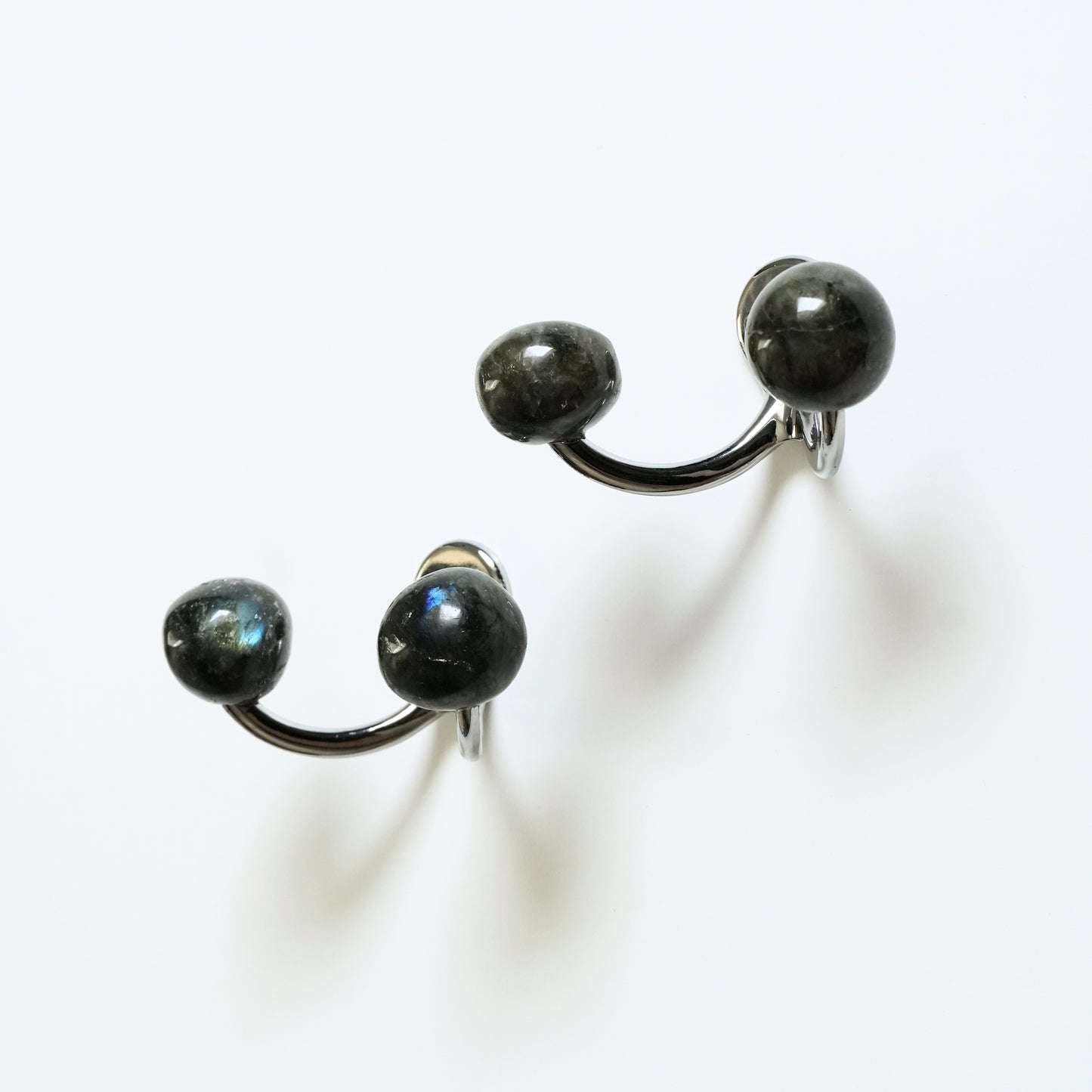 Double Robe Wall Hook Pair with Labradorite Gemstones