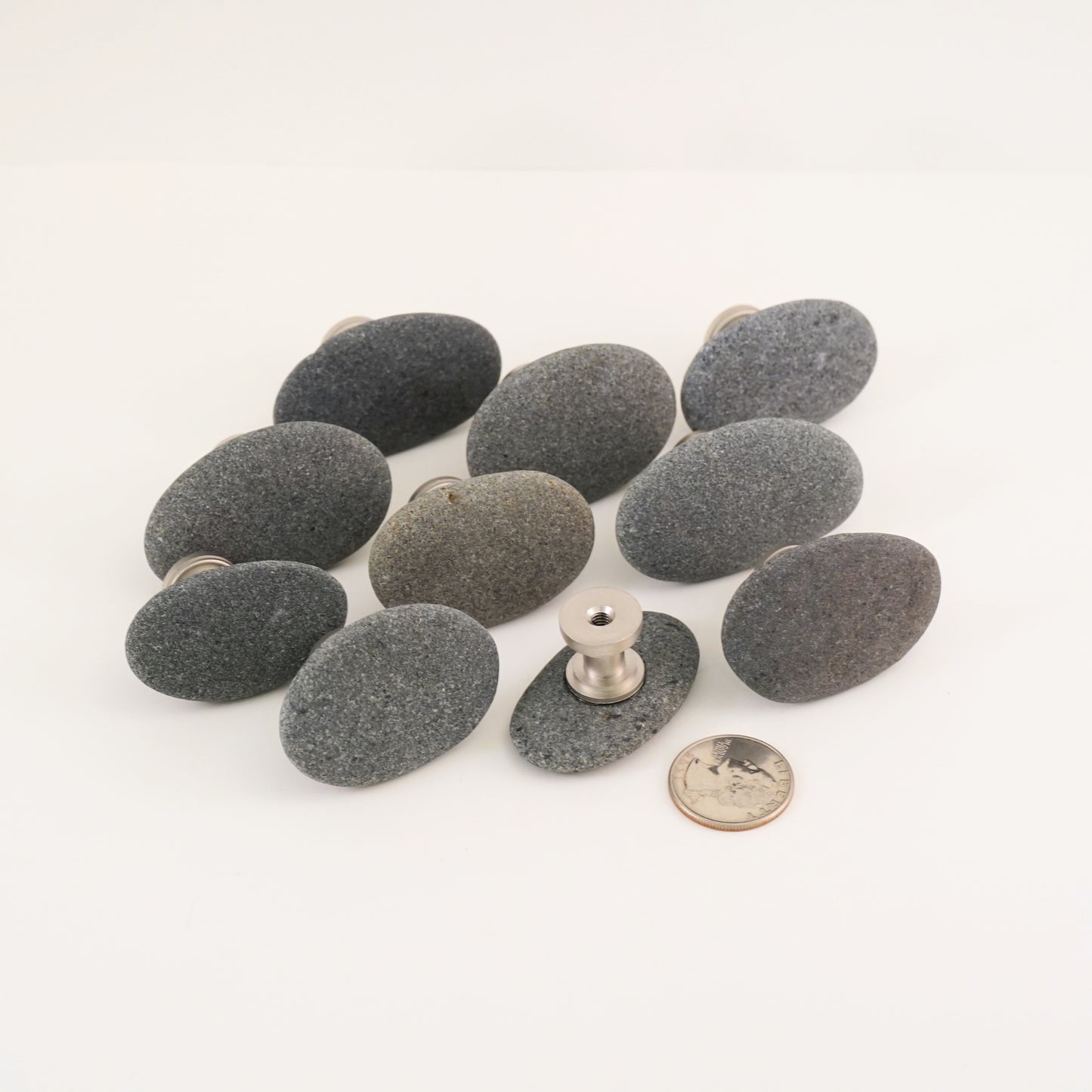 Beach Rock Cabinet Knob Singles - Satin Nickel Stems