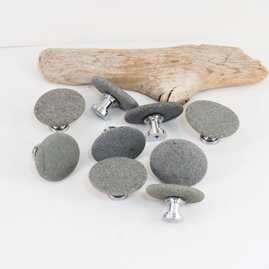 Beach Rock Cabinet Knob Singles - Chrome Stems