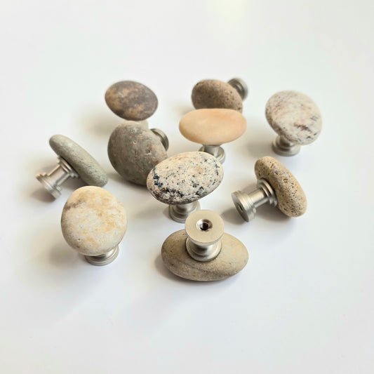 Set of 10 - Beach Rock Stone Pebble Cabinet Knobs