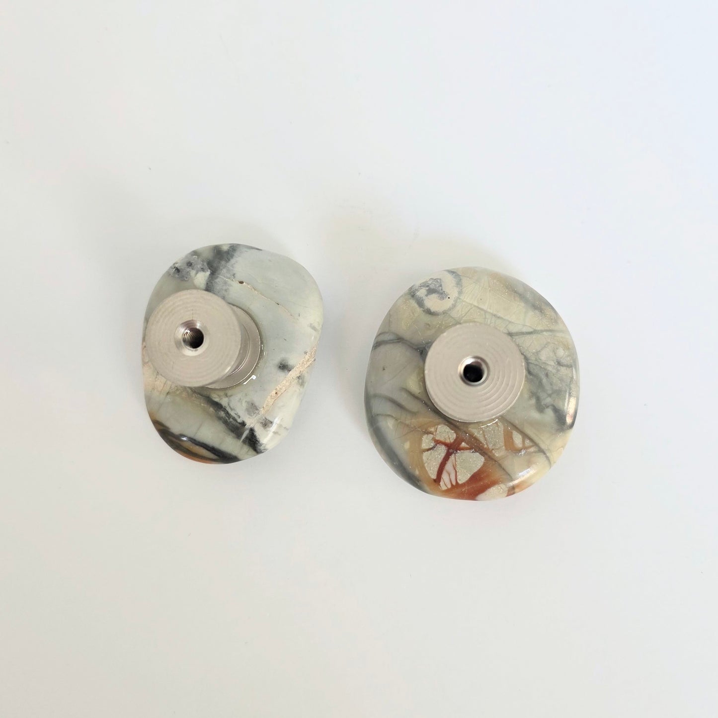 Picasso Jasper Semi-Precious Gemstone Knob Pair