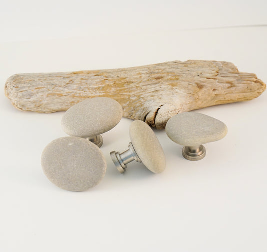 Beach Rock Stone Pebble Cabinet Knobs - Set of 4