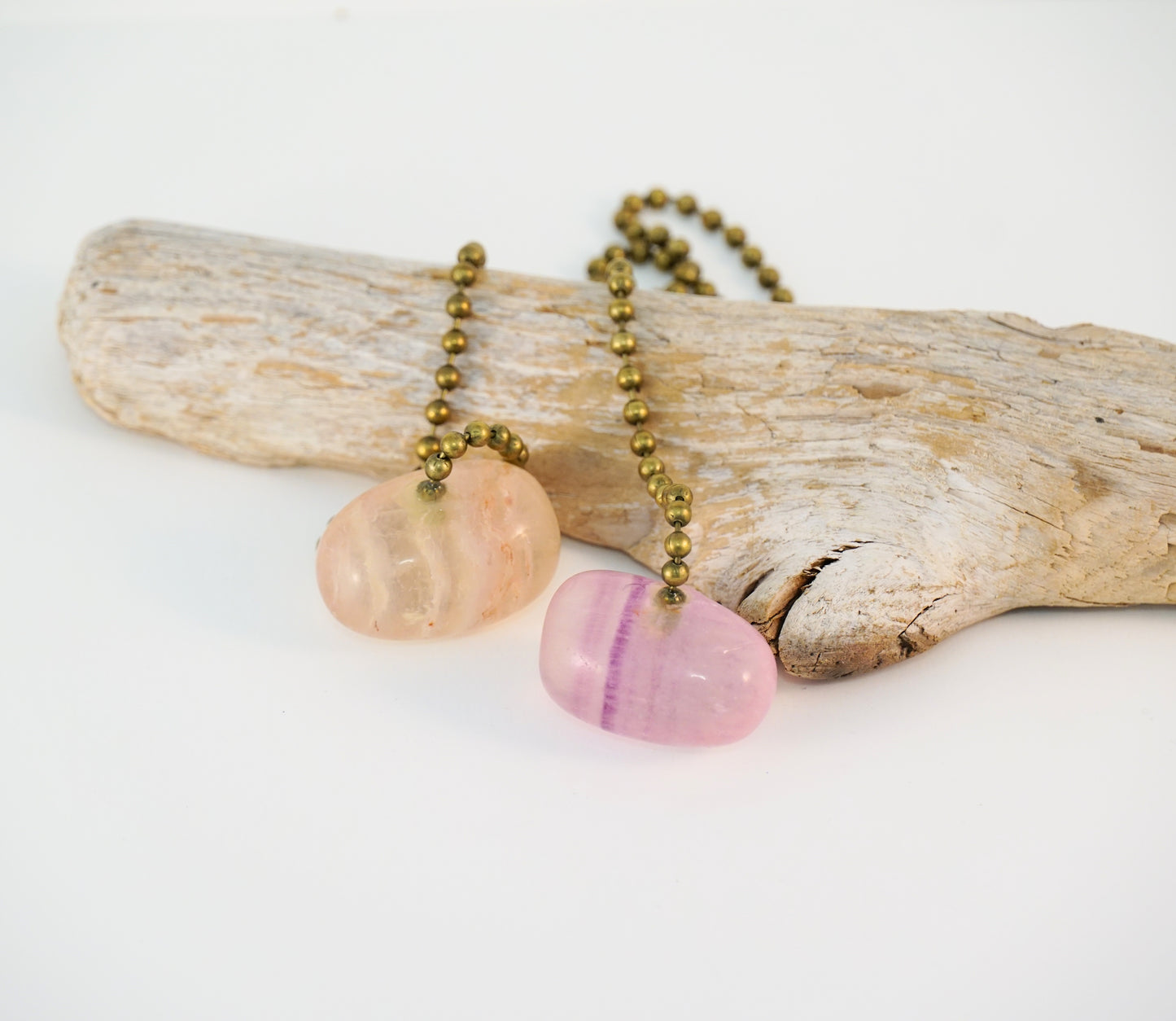 Light and Fan Pulls with Tumbled Fluorite Gemstones