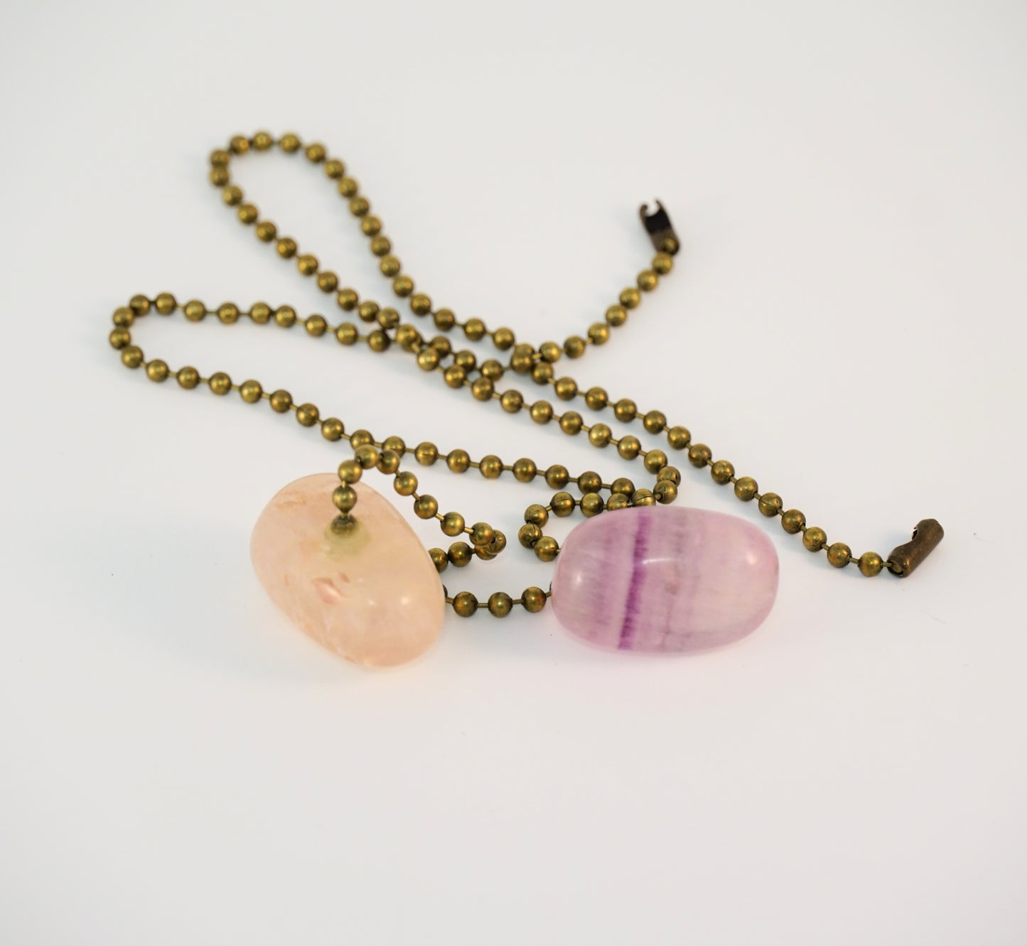 Light and Fan Pulls with Tumbled Fluorite Gemstones