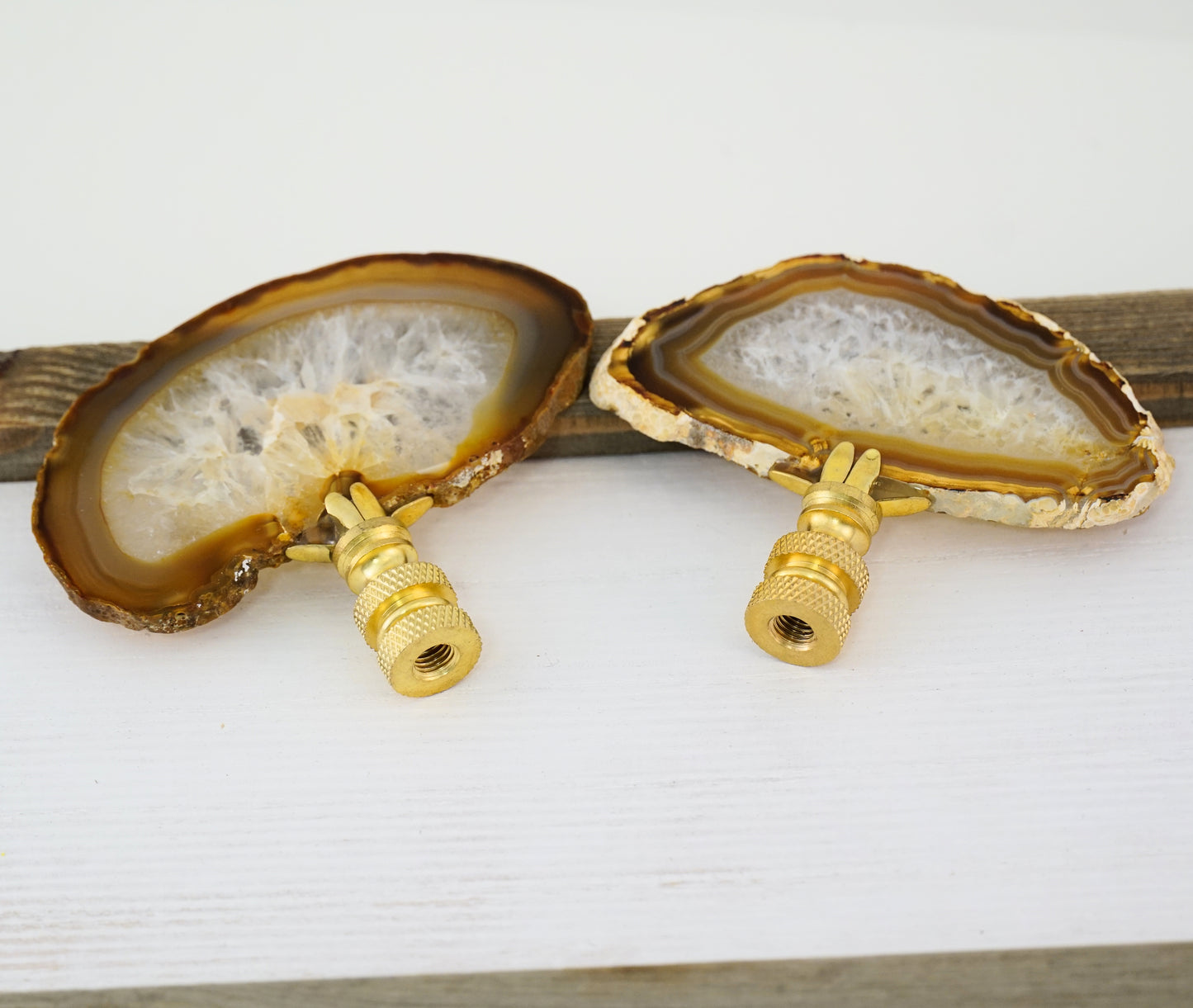 Lamp Harp Finial Set - Polished Brazilian Agates